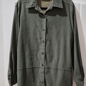 Women's Olive Button-Up Shirt